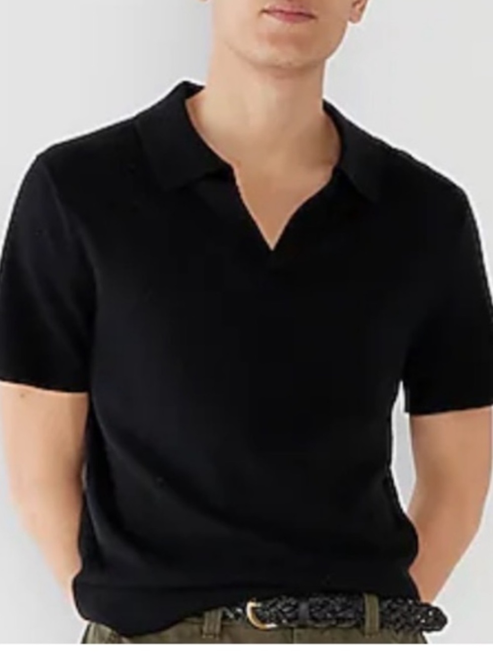 J. Crew Men's 100% Cashmere Polo Shirt Johnny Collar Black Large